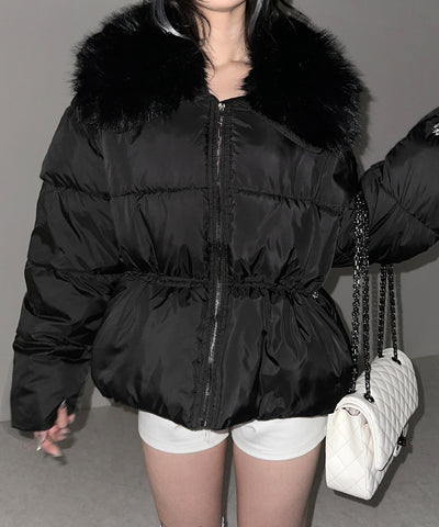 ファーカラーウエストマークミディダウンジャケット ／ fur collar waist-mark midi down jacket