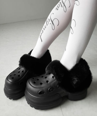 フェイクファー厚底クロッグサンダル ／ Fake fur platform clog sandals