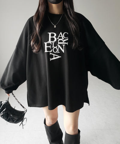 【 2 color 】BACロゴレタリングBIGスウェットロンＴ ／ BAC logo lettering big sweat long Tee