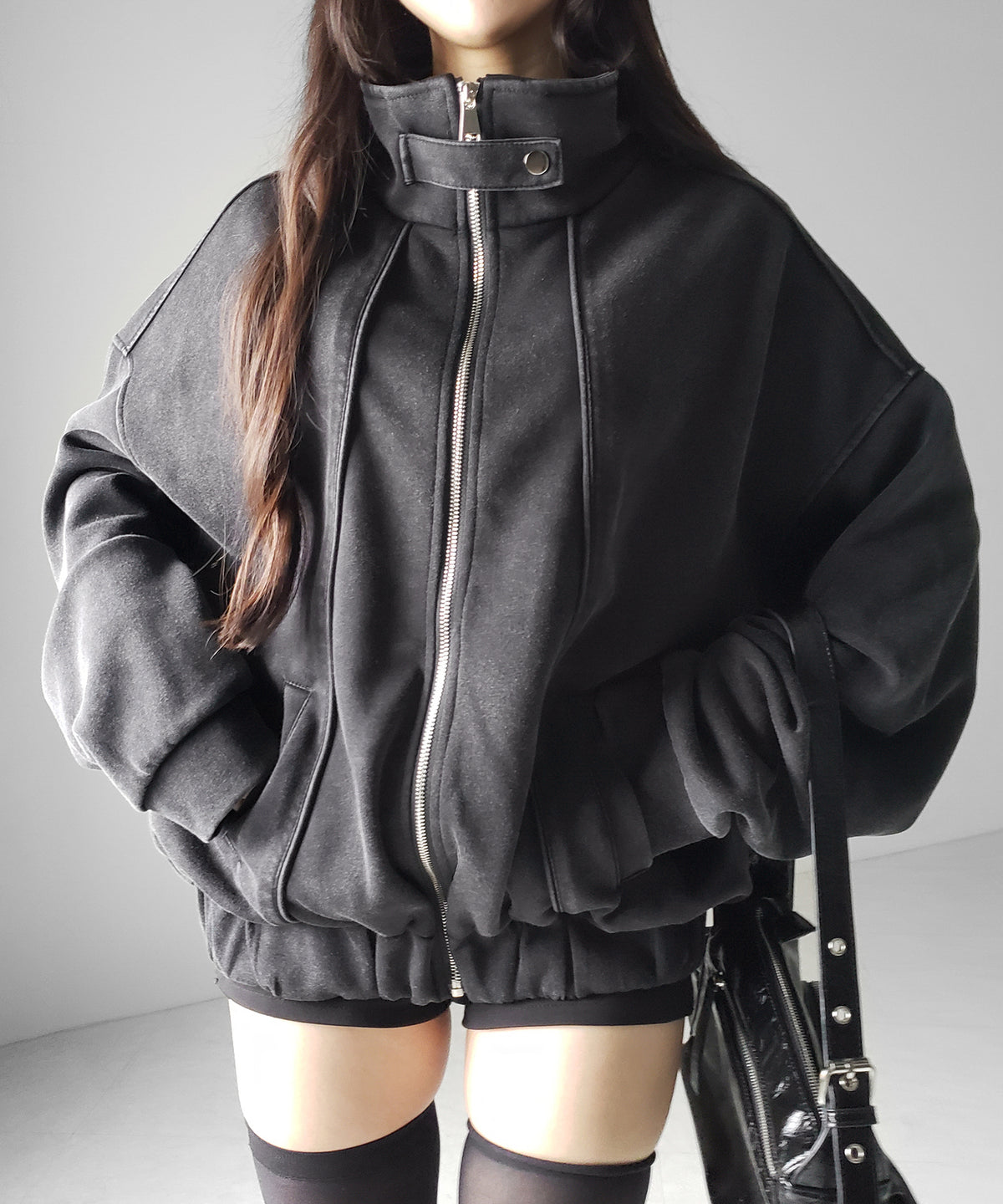 ピグメントヴィンテージジップアップオーバースウェットブルゾン ／ pigment vintage zipup over sweat blouson