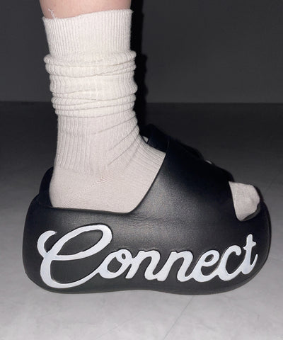 レタリングロゴ厚底スライドサンダル ／ lettering logo platform slide sandals