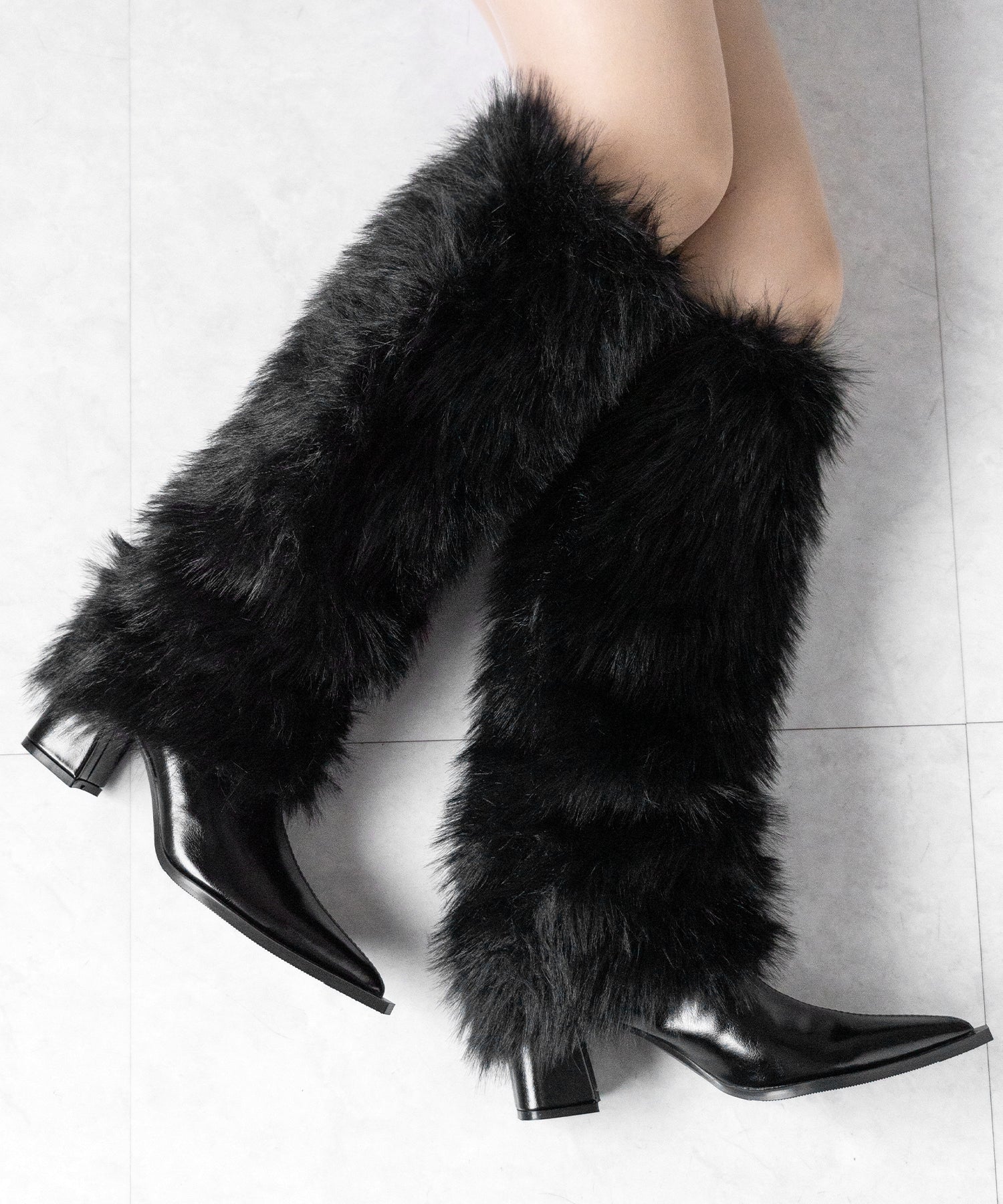 ミックスフェイクファーロングカバーブーツ ／ mix fake fur long cover boots