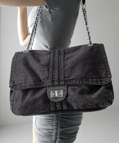【 ２color 】センターラインウォッシュデニムショルダーバッグ ／ centerline washed denim shoulder bag