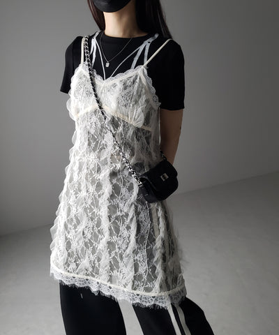 【 ３color 】レースランジェリー半袖クロップドＴ ／ lace lingerie short sleeve cropped T