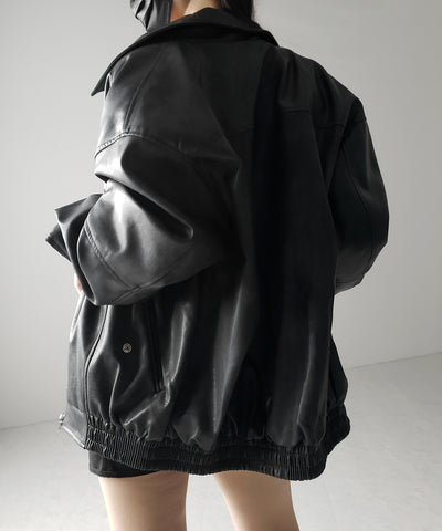 【 ２color 】ヴィンテージライクオーバーフェイクレザーブルゾン ／ vintage like over fake leather blouson