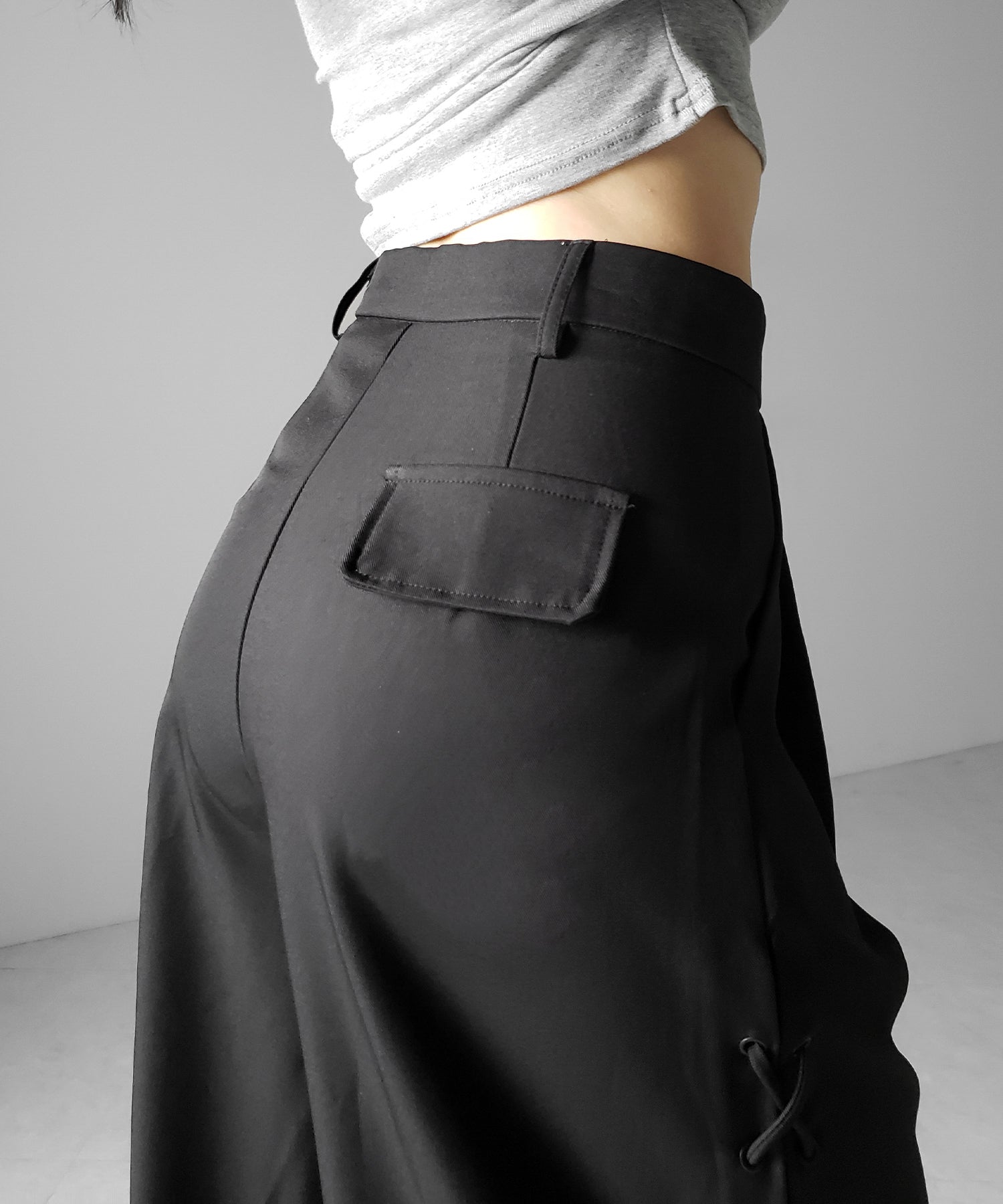 レースアップダブルタックワイドスラックス ／ laceup double tack wide slacks