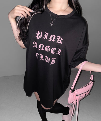 【 PINK ANGEL CLUB 】グランジロゴビッグＴシャツ ／ PINK ANGEL CLUB grunge logo big T-shirts