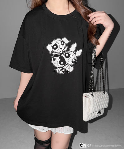 【THE POWERPUFF GIRLS】パワーパフガールズビッグプリントオーバーサイズＴシャツ / big print oversize Tee【 セットアップ着用可能 】