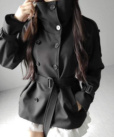 ２WAYスタンドカラーミドルトレンチコート ／ 2WAY stand collar middle trench coat