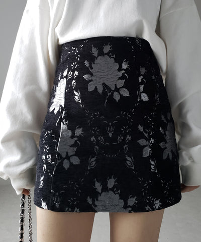 【 インパン裏地付 】バラジャガードバレエコアミニスカート ／ rose jacquard ballet core mini skirt