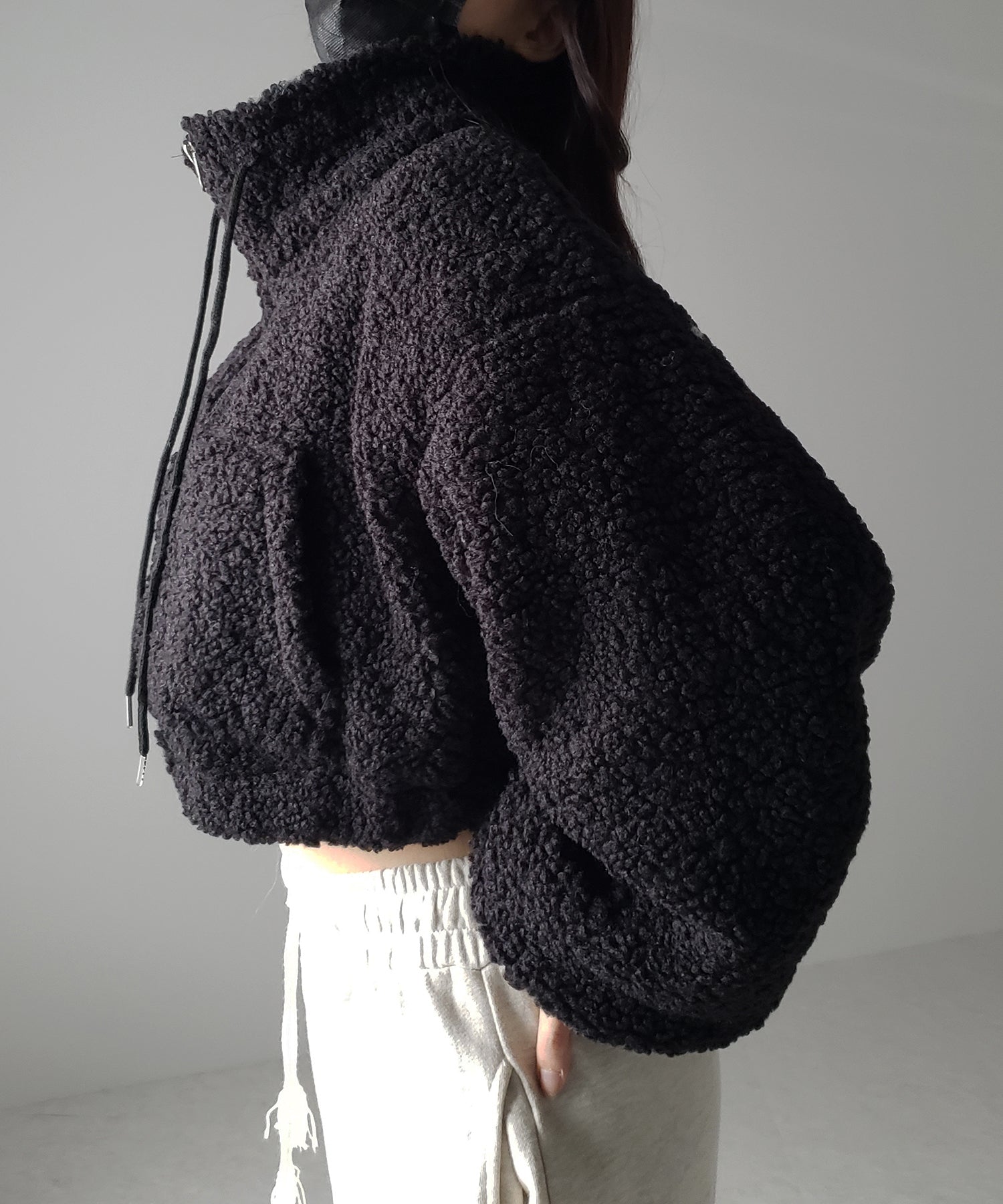 【 ２color 】ジップアップハイネックショートボアブルゾン