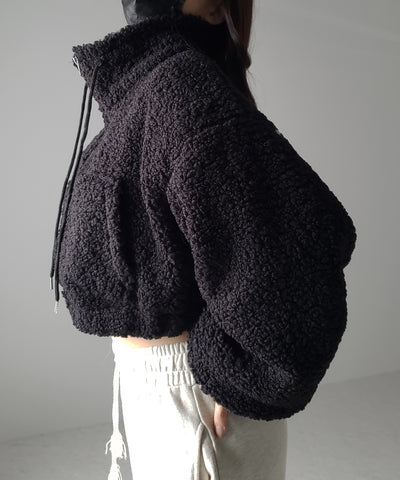 【 ２color 】ジップアップハイネックショートボアブルゾン
