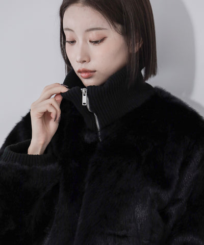スタンドネックリブフェイクファーショートブルゾン ／ standneck lib fakefur short blouson