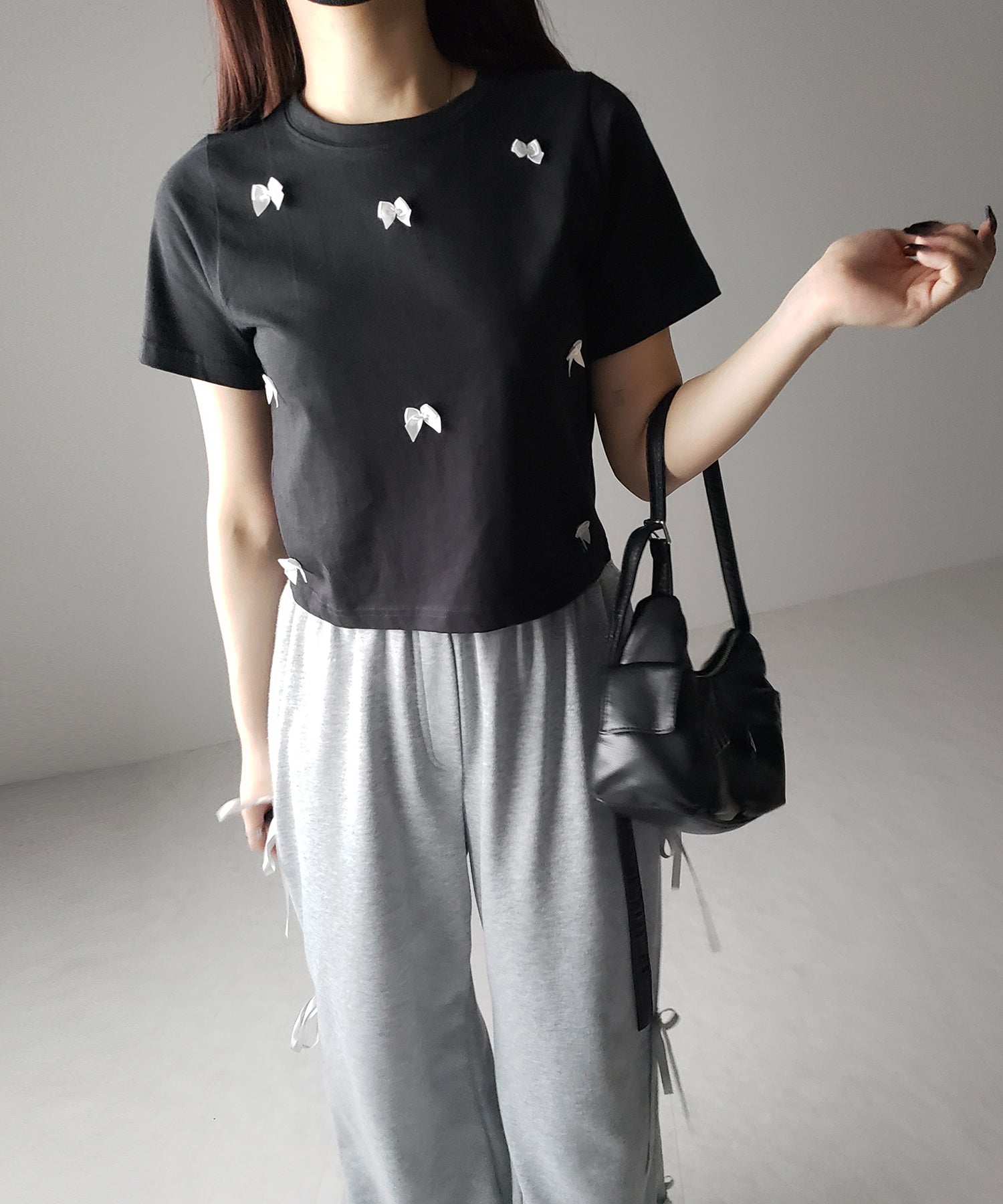 【 ４color 】ミニリボンバレエコアクロップドＴ ／ mini ribbon ballet core cropped Tee