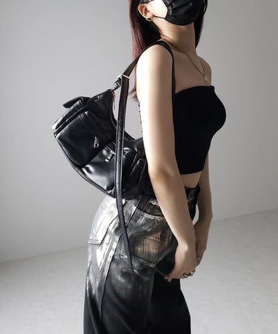 【 カップ付き 】ショートスクエアチューブトップ／ short square tube top