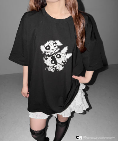 【THE POWERPUFF GIRLS】パワーパフガールズビッグプリントオーバーサイズＴシャツ / big print oversize Tee【 セットアップ着用可能 】