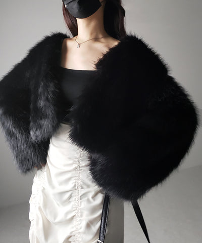 【 ５COLOR 】ノーカラーショートフェイクファーコート
