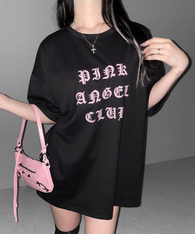 【 PINK ANGEL CLUB 】グランジロゴビッグＴシャツ ／ PINK ANGEL CLUB grunge logo big T-shirts
