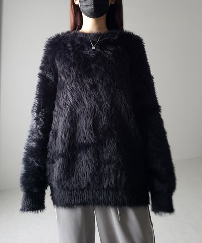 【 ４color 】ビッグシルエットロングシャギールーズニット ／ big silhouette long shaggy loose knit