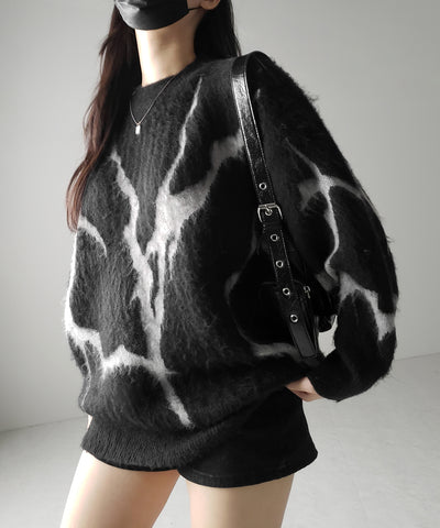 【 ３color 】CRACK モヘアライクオーバーニット ／ CRACK mohair-like over knit