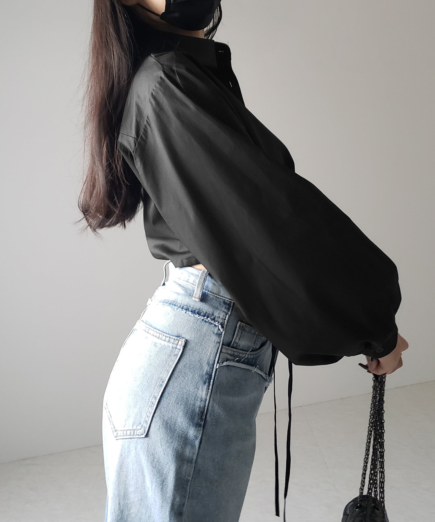 【 ２color 】クロスストラップリボンショートシャツ ／ cross strap ribbon short shirts