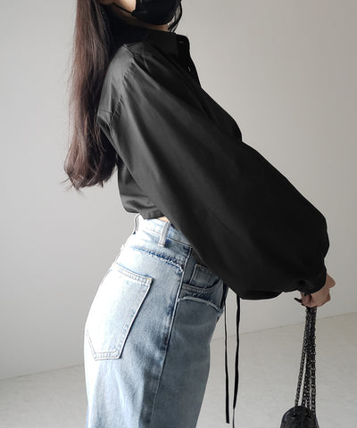 【 ２color 】クロスストラップリボンショートシャツ ／ cross strap ribbon short shirts
