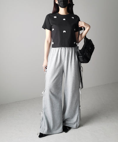 【 ４color 】ミニリボンバレエコアクロップドＴ ／ mini ribbon ballet core cropped Tee