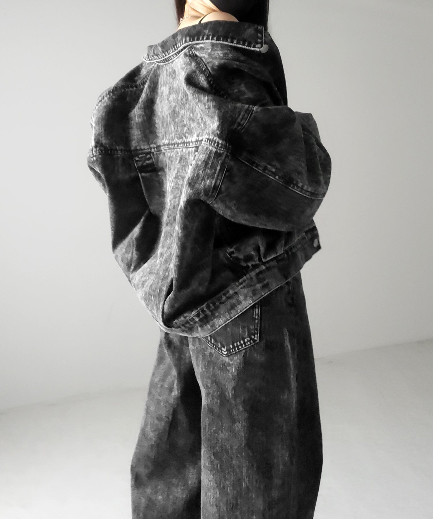 【 セットアップ着用可能 】ヴィンテージケミカルブリーチストレートワイドデニム ／ vintage chemical bleach straight wide denim