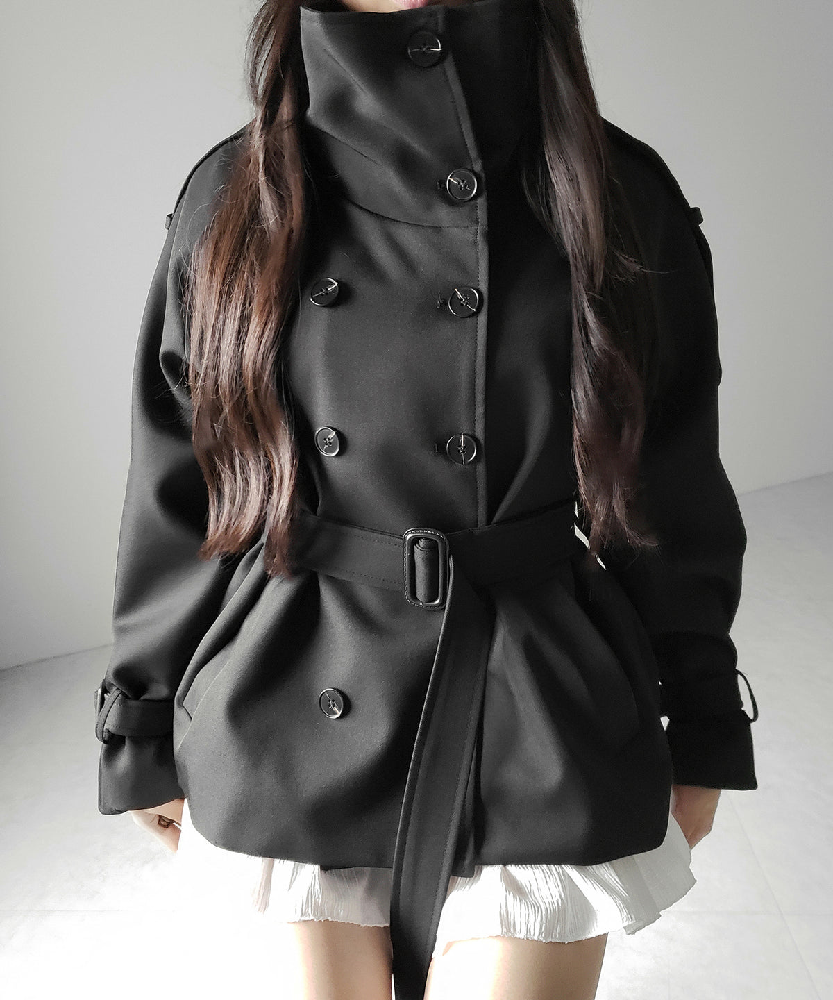 ２WAYスタンドカラーミドルトレンチコート ／ 2WAY stand collar middle trench coat