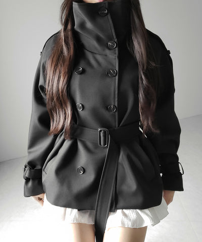 ２WAYスタンドカラーミドルトレンチコート ／ 2WAY stand collar middle trench coat