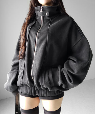ピグメントヴィンテージジップアップオーバースウェットブルゾン ／ pigment vintage zipup over sweat blouson
