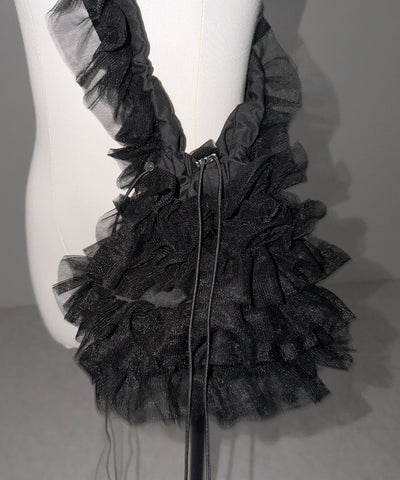 チュールフリル巾着ミニショルダーバッグ／ tulle frill drawstring mini shoulder bag