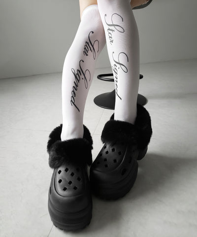 フェイクファー厚底クロッグサンダル ／ Fake fur platform clog sandals