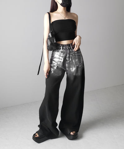 【 カップ付き 】ショートスクエアチューブトップ／ short square tube top