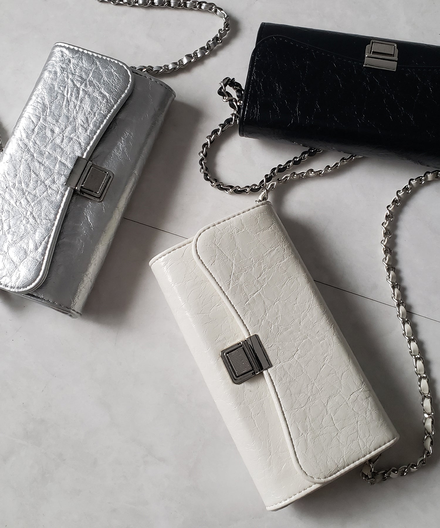 3color 】ロングウォレットチェーンショルダーバッグ ／ long wallet 