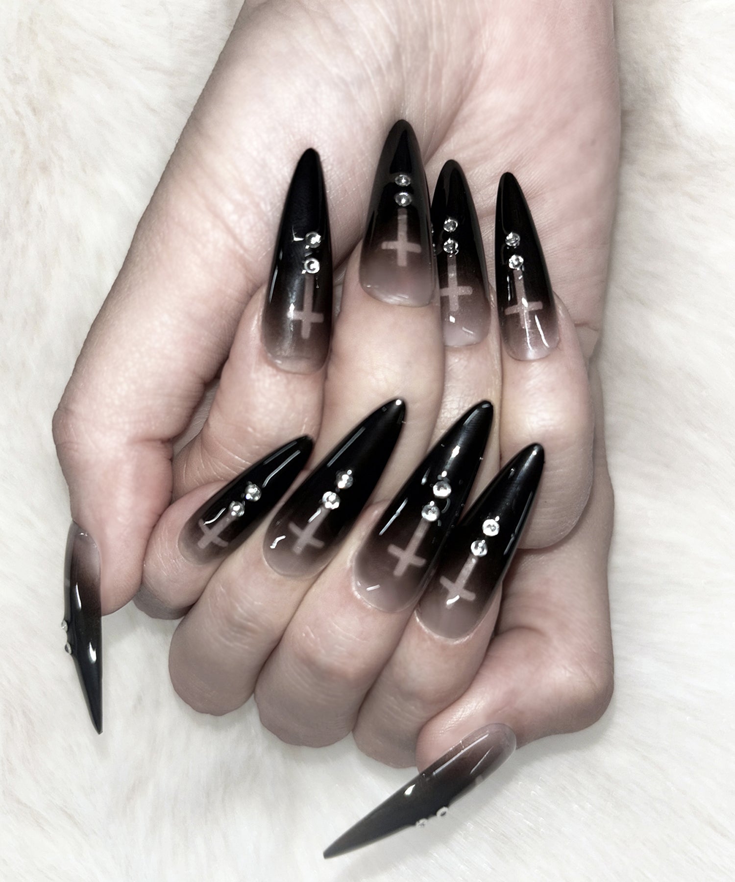 限定先行販売 】gradation sheer cross point long nail tips