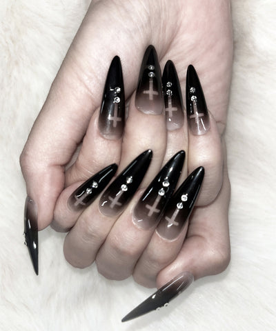 【 限定先行販売 】gradation sheer cross point long nail tips