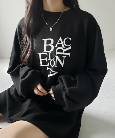 【 2 color 】BACロゴレタリングBIGスウェットロンＴ ／ BAC logo lettering big sweat long Tee