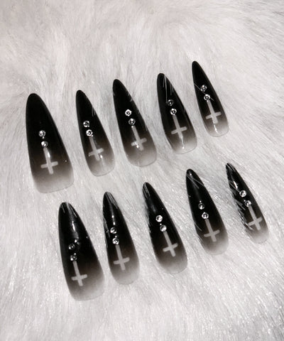【 限定先行販売 】gradation sheer cross point long nail tips