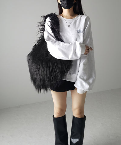 【 ４color 】シャギーファーハートショルダーバッグ ／ shaggy fur heart shoulder bag