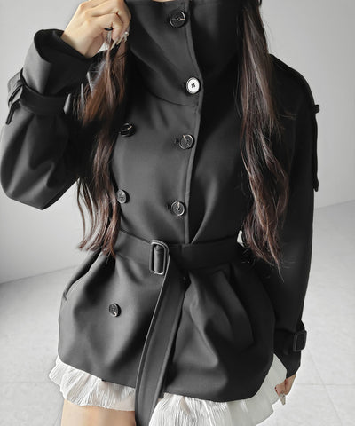 ２WAYスタンドカラーミドルトレンチコート ／ 2WAY stand collar middle trench coat