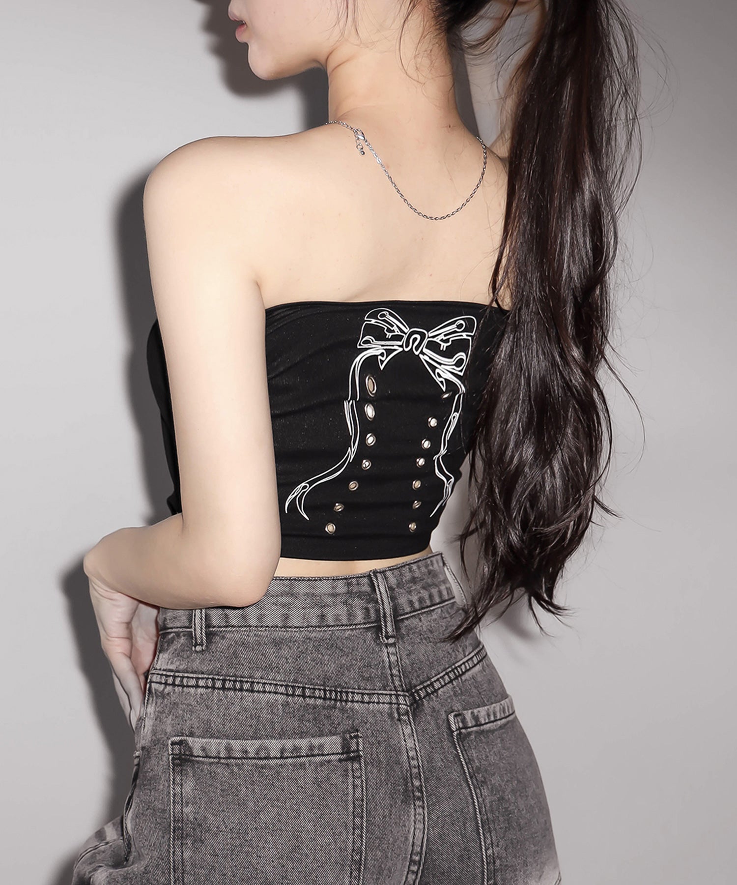 クロスグランジロゴベアトップス ／ cross grunge logo bare tops