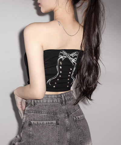 クロスグランジロゴベアトップス ／ cross grunge logo bare tops