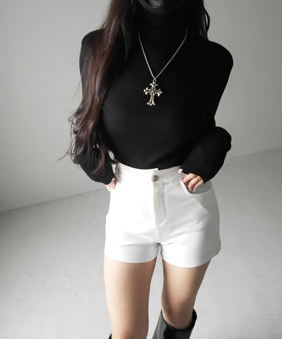 ハイネックスリムリブニットトップス ／ highneck slim lib knit tops