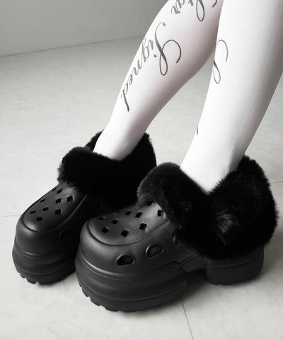 フェイクファー厚底クロッグサンダル ／ Fake fur platform clog sandals