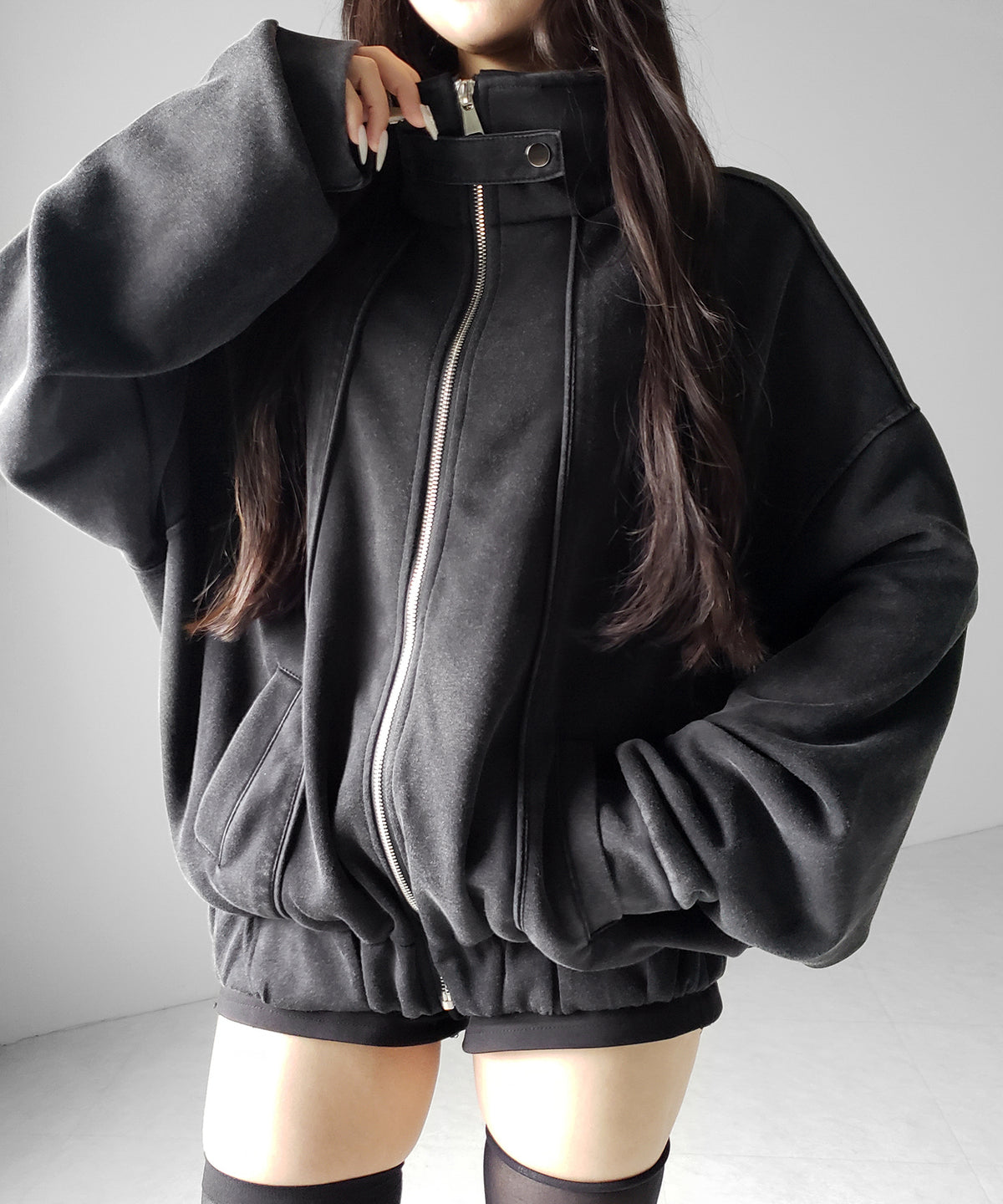 ピグメントヴィンテージジップアップオーバースウェットブルゾン ／ pigment vintage zipup over sweat blouson