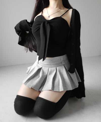 【 ２点セット 】リボンニットキャミソール ＋ カーディガンセット ／ribbon knit camisole + cardigan SET