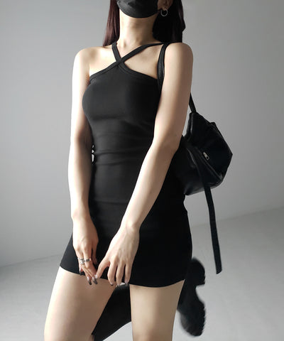 【 カップ付き 】クロスストラップミニキャミワンピース ／ cross strap mini cami onepiece