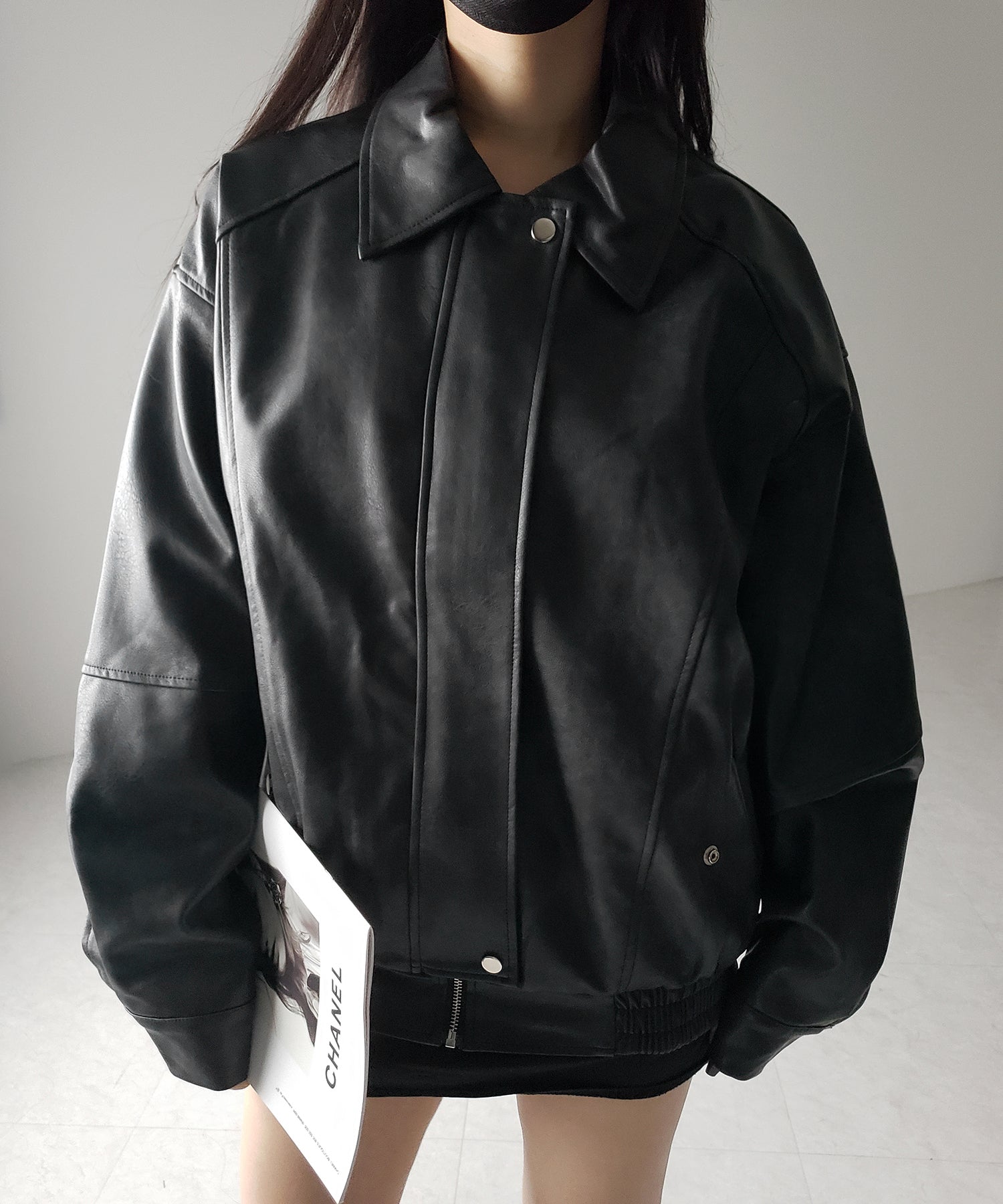 【 ２color 】ヴィンテージライクオーバーフェイクレザーブルゾン ／ vintage like over fake leather blouson