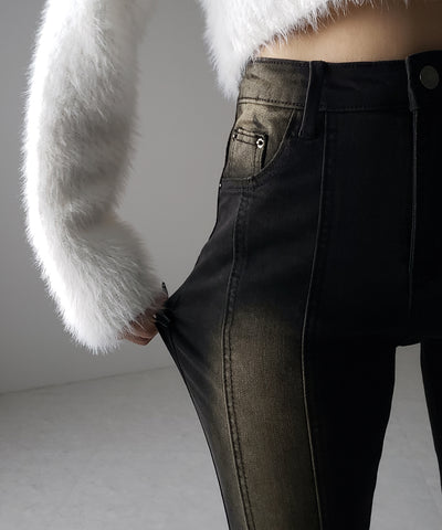 【４size 】ヴィンテージライクストレッチブラックフレアデニム ／ vintage like stretch black flare denim